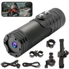 ドライブレコーダー アクションカメラ ドラレコ バイク/自転車用 コンパクト 1080P IP66防水 振動フィードバック 充電中録画対応 アプリ接続 120°広角 自転車/バイク アウトドアスポーツ ブラック 基本セット (TFカード別売) 221ebd54