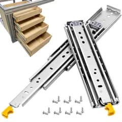 76mm幅 ロック付き 超重量用スライドレール 耐荷重220kg 3段フルエクステンション Q235冷間圧延鋼材 亜鉛メッキ 家具・キャビネット・トラック・工業・DIY対応 左右1セット 日本語の取扱説明書（収納1010mm一全長2020mm c77723db