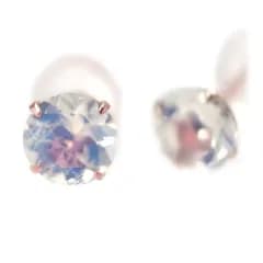K10 ピンクゴールド4mm ピアス スタッドピアス 両耳用ペア 6月誕生石ブルームーンストーン