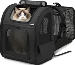 ☆新品☆Pecute 猫用 犬用 リュック ペット猫 キャリーバッグ通気性 拡張可能 2WAY 猫 キャリー リュックメッシュ窓 ペット猫 小中型犬用 バック 折り畳み お出かけ ドライブ 旅行 通院 防災 避難用 ペットキャリー ブラック  1b28f67c