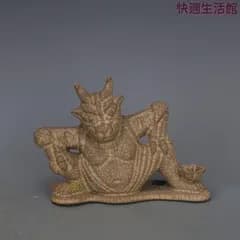 哥窯金糸鉄線神獣熊尊  置物  工芸品  美術品zw519zw519