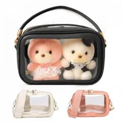 iikuru ぬいぐるみポーチ 20cm 15cm 2体 クリアバッグ 大きめ 厚め ショルダーt