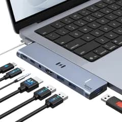【新品】MacBook Air ハブ mac 7in2 Pro/Air専用 4K@60Hz対応 HDMIポートThunderbolt 3ポート USB-C3.0 USB-A3.03つ PD 3d228b8f
