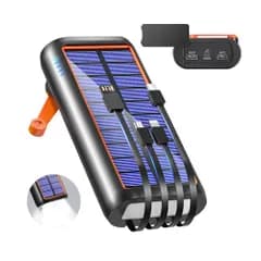 【新品】ソーラー 61200mAh 急速充電 手回し充電 ソーラーチャージャー 防災士監修 4本ケーブル内蔵 Type-C ソーラー IPX7防水 耐衝撃 携帯 スマホ充電器 LEDライト付き 停電対策 SOSモード 地震/災害/旅行/アウト 23180868