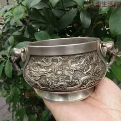 大象耳双龍戯珠香炉 茶道香炉 工芸品 美術品 置物zw519zw519