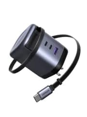 UGREEN 100W Type-C 充電器 【75CM 巻き取り式】 8階段調整可能 USB-Cケーブル内蔵 4ポート同時充電可能 PD3.0 旅行/出張/収納/スマホ/パソコン/タップレットなどType-C適合 iphone17シリーズY b7dc9583
