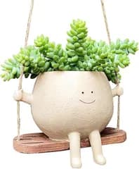 SALUDABLE ハンギングプランター 笑顔 植木鉢 多肉植物 観葉植物 オシャレ 吊り鉢 可愛い(ナチュラル,  11cm)