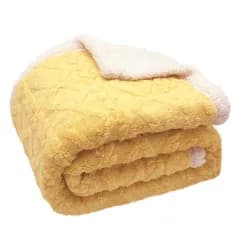 【人気商品】130×160cm 2枚合わせ ブランケット 厚手 北欧風ボア 可愛い 冬 膝掛け 大判 シングル 軽量掛け毛布 抗菌防臭 毛布 防ダニ 静電抑制 Mokoya (イエロー)