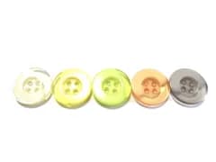 約15mm 12個入り 5色展開 プレ－ン パステルカラー 半透明 ホワイト色系 イエロー色系 グリーン色系 オレンジ色系 グレー色系 フチ付き 表4穴 ポリエステル ボタン シャツ ブラウス 手芸用