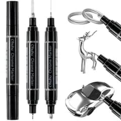太・極細両用 シルバー ツインタイプメッキペン 日本製ニブ使用 銀メッキ 3本セット Ohuhu