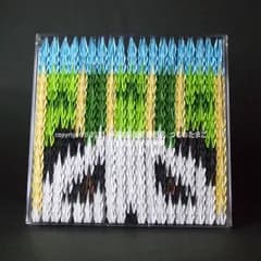【感謝価格】鶴でドット絵を表現 「パンダと竹と空」 折り鶴 アート08
