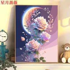 15.薔薇シリーズ１ DIY 数字油絵 塗り絵 手芸キット 水海 絵画 絵具付 数字絵　大人の塗り絵