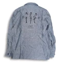 【新品 未使用】 SANDS SIGAR BEETLE サンズ シガービートル 春夏 プリント★長袖 ヘンプ シャンブレー シャツ Sz.M　メンズ