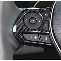 スポーティ全開♪ カーボン ルック ステアリング スイッチ カバー クラウン ハイブリッド 220 B RS-B RS S RSアドバンス G-エグゼクティブ b4287