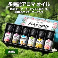 【シートマスク 2枚プレゼント】アロマ トリートメント オイル セット【6種類の花のエッセンシャルオイル】、多機能アロマ オイル ボディマッサージ、フェイスケア、ヘアケア 、デイリーアロマ、マッサージ アロマ オイル、マッサージオイル 水溶性10ml/6本入り