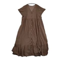 SLOBE IENA コットンボイルピンタックティアードワンピース 定価13200円 インド製 ブラウン レディース スローブイエナ【中古】5-0916S♪