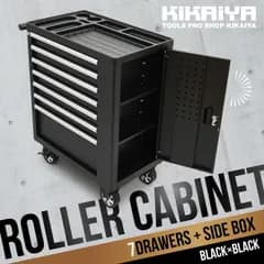ツールキャビネット ワゴン 収納ボックス 7段 サイドBOX ブラック 艶なし ローラーキャビネット マット ロールキャビネット ツールボックス サイドドア 工具箱 KIKAIYA【法人様のみ配送可能※離島除く】