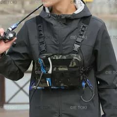 メンズカモフラージュフィッシングベストバッグ チェストバッグ ユーティリティギア ウエストパック 登山 アウトドア キャンプ ハイキング EDC ハンティング