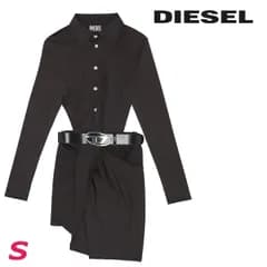 新品・未使用 ディーゼル DIESEL ドレスシャツミニワンピース レディース レザーベルト付き スリムフィット D-ELM
