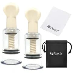 Praxia ニップルサッカー 乳首 吸引 乳頭吸引器 搾乳機 陥没 ポイズンリムーバー 【Mサイズ 2本セット】 ロゴ入りポーチ/クリーニングクロス付属 [Mサイズ(2本セット)]