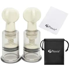 Praxia ニップルサッカー 乳首 吸引 乳頭吸引器 搾乳機 陥没 ポイズンリムーバー 【Mサイズ 2本セット】 ロゴ入りポーチ/クリーニングクロス付属 [M]