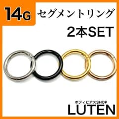 14G　セグメントリング　2本セット　ヒンジ付き　ワンタッチ　セグメントクリッカー　フープ　耳たぶ　軟骨　イヤーロブ　ヘリックス　鼻ピアス　セプタム　金アレ対応　つけっぱなし　高品質　サージカルステンレス　ボディピアス　LUTEN　ルテン