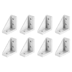 uxcell 内側コーナーブラケットガセット 38x38x18 mm 2040アングルコネクタ 2020/2040シリーズアルミ押出プロファイル用 シルバー 8個