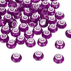 uxcell 100個 14mm 大穴ガラスビーズ ローズレッド ヨーロピアン ルーズ ラウンド ファセット ラインストーン クラフト ビーズ DIY ブレスレット ネックレス ジュ エリー 制作