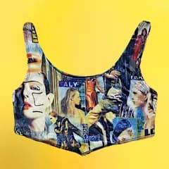 【新品★現品限り】グラフィックプリント.ミニ.タンクトップ＊ブラトップ 派手 個性的 写真プリント 転写プリント 衣装 ブラトップ カジュアル フォトプリント ストリートファッション Y2K