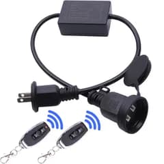 【新着商品】照明制御無線スイッチ 長距離送信機 100V/200V通用 防水スイッチ付き リモートコントロールスイッチ 防雨型コンセント 0.5M 無線 屋外可能 10Aリレー 1000Wまで防雨キャップ付 屋外用 作業用 蓋つき スマートスイッチ PSE認証