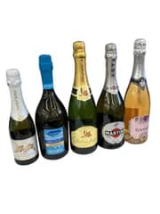 186000　⑤スパークリングワイン　まとめ売り　5本　7.5％～12％　375ml～750ml　※20歳未満の者の飲酒は法律により禁止されています。