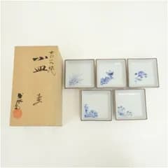 九谷焼　上出長右エ門造　小皿5客（共箱） 食器 器 おしゃれ かわいい 骨董 取り皿 醤油皿 料理 アンティーク インテリア レトロ 雑貨