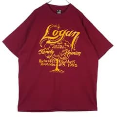 90sUSA製フルーツオブザルームFRUITOFTHEROOM Best半袖Tシャツ両面プリント木ツリーえんじ色バーガンディワインレッドvintageヴィンテージ40130