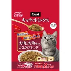 ペットライン キャラットミックス お肉とお魚味のよくばりブレンド 2.7kg 猫用フード （1点）