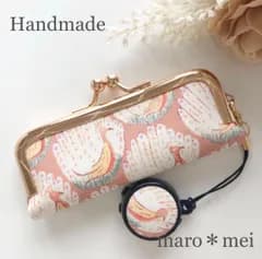 【朱肉付き】がま口印鑑ケース＊ハンドメイド/リバティプリント・ピーコックスオブグランサムホール（ピンク）