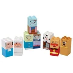 O BANDAI アンパンマンとみんなのおみせ　たっぷりブロックDX 幼児 知育玩具 キッズ ブロックあそび ブロック  3才以上 言葉 文字 簡単操作 クリスマス お祝い 贈り物