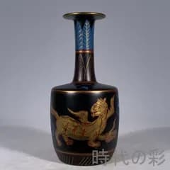 中国古美術 宋代 汝窯 大漆彩絵 神獣文 紙槌瓶 花瓶 文房置物 茶道具 彩絵螺鈿 工芸品 古陶磁器 珍品旧蔵 古賞物 骨董品 古玩 時代物 R0710110104