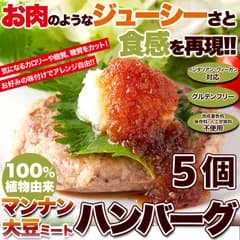 大豆ミート ハンバーグ 5個 置き換え ダイエット食品 ベジタリアン ヴィーガン対応 グルテンフリー 小麦粉不使用 低糖質食品 低カロリー 送料無料