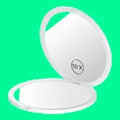 【特価商品】10倍拡大鏡 拡大ミラー 両面化粧鏡 メイク 携帯ミラー 折りたたみ コンパクトミラー シンプルなデザイン 角度調整可 超軽量 ホワイト Gospire