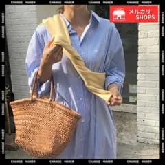 シャツワンピース 大きめ レディース ゆったり ストライプ シャツワンピ ロングワンピース ミモレ丈 カジュアル ボリュームスリーブ シャツカーディガン サイドスリット 韓国風 通勤 軽い 縦ライン 春夏 着やせ 柄ワンピ 薄手 CH21SHANGYI-088