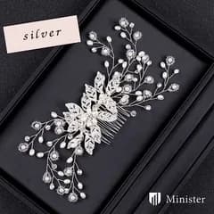 Minister ヘアアクセサリー 髪飾り ヘッドドレス パール ウエディング 結婚式 花嫁 発表会 成人式 和装 入学式 パーティー お呼ばれ(シルバー)