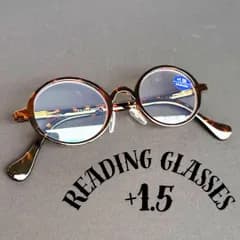 1.5 老眼鏡 丸メガネ 眼鏡メンズ レオパード べっ甲レディース レトロクラシック ビンテージ 丸い ラウンドオーバル人気お洒落ブルーライトカット かっこいい可愛い オシャレ40代50代60代 小さめ小さい UV リーディングシニアグラスクリア PCパソコン