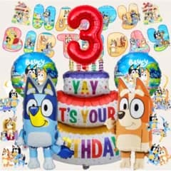 数字バルーン付き　ブルーイ お誕生日 ガーランドセット バルーン 風船 飾り