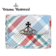 ヴィヴィアンウエストウッド 財布 三つ折り Vivienne Westwood TARTAN PRINT SAFFIANO 52010013U L0057 O101 タータンチェック オーブ レザー 本革 ミニ財布