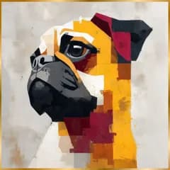 【Color Symphony: Pug Dog Edition】ジークレー版画＊名入れOK！ パグ・幾何学・抽象画・アート・モダン・北欧風・インテリア・うちの子記念日・ペットロス・アートポスター・犬の絵・犬のイラスト