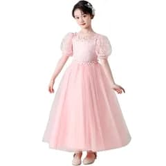 【新品】 [Ｋａｙｉｙａｓｕ] ロングドレス 女の子 子供ドレス 発表会 ピアノ パフスリーブ フォーマル 卒業式 フラワーガール 演奏会 入園式 誕生日 ジュニア ガールズ 刺繍 3-14歳 (120, ピンク)