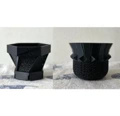 3dプリンター鉢　お得な2個セット　ブラック