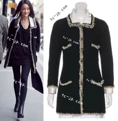 シャネル コート CHANEL 117万 限定版 ブラック 濃紺 ゴールド チェーン トリミング ジャケット カール ラガーフェルド  超美品 34
