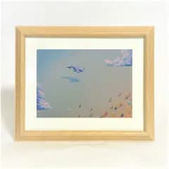額付き絵画＊クジラと空と浜辺＊グラデーション