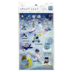 【メール便】Shinzi Katoh シンジ カトウ シールシート 重ねて楽しいシートシール 宇宙x猫 シール堂印刷 手帳デコ デコレーション グッズ 